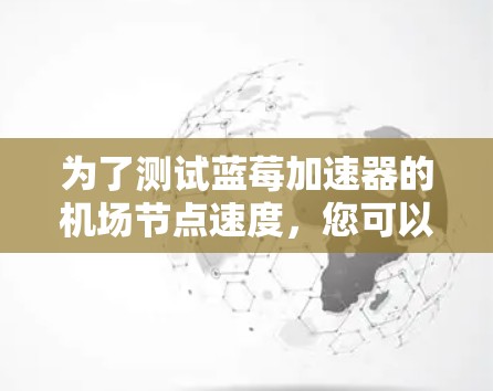 为了测试蓝莓加速器的机场节点速度，您可以按照以下步骤操作